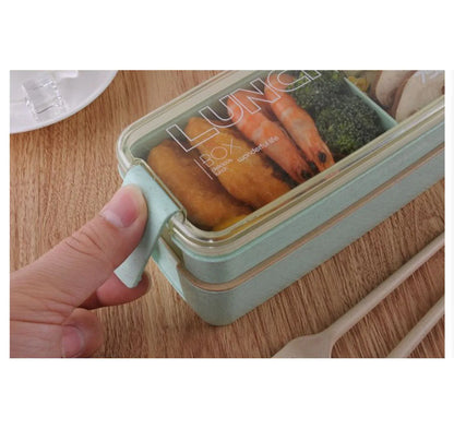 Square Double Three-layer Wheat Straw Fiber Plastic Lunch Box - THE MILE MAKER DRIVER SHOP