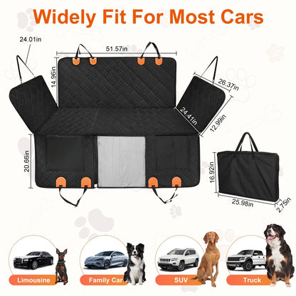 1Pc Dog Car Seat Cover For Back Seat Waterproof Oxford Cloth Seat Cover Hammock Non-Slip Scratchproof Back Seat Extender With Side Flap Mesh Window Storage Bag For Car SUV Truck - THE MILE MAKER DRIVER SHOP