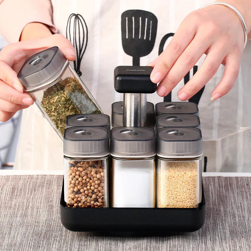 Spice Jar Glass Organizer Pepper Seasoning Container Kitchen - THE MILE MAKER DRIVER SHOP