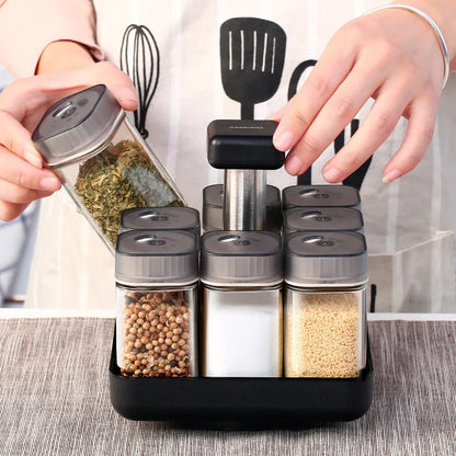 Spice Jar Glass Organizer Pepper Seasoning Container Kitchen - THE MILE MAKER DRIVER SHOP