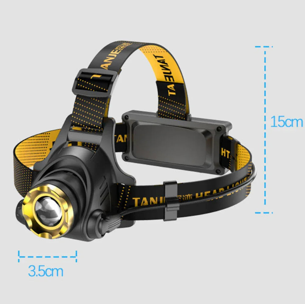 LED Headlamp Rechargeable Head Torch Zoom Headlight Lamp Powerful Flashlight Fishling Driving Camping Light With 3 Modes Work Light - THE MILE MAKER DRIVER SHOP