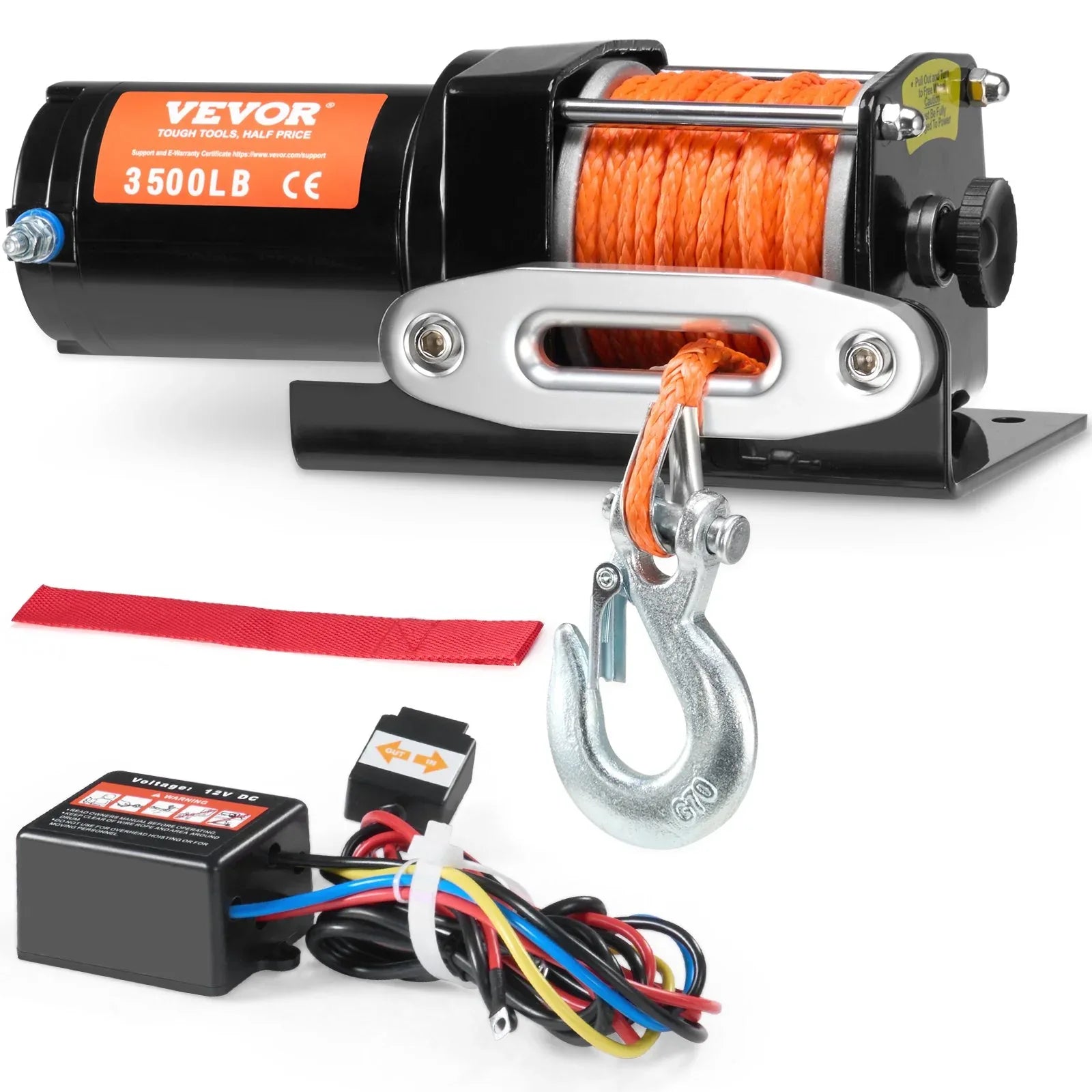Electric Winch ATV UTV 3500 Lb Synthetic Rope Waterproof Wired Control - THE MILE MAKER DRIVER SHOP