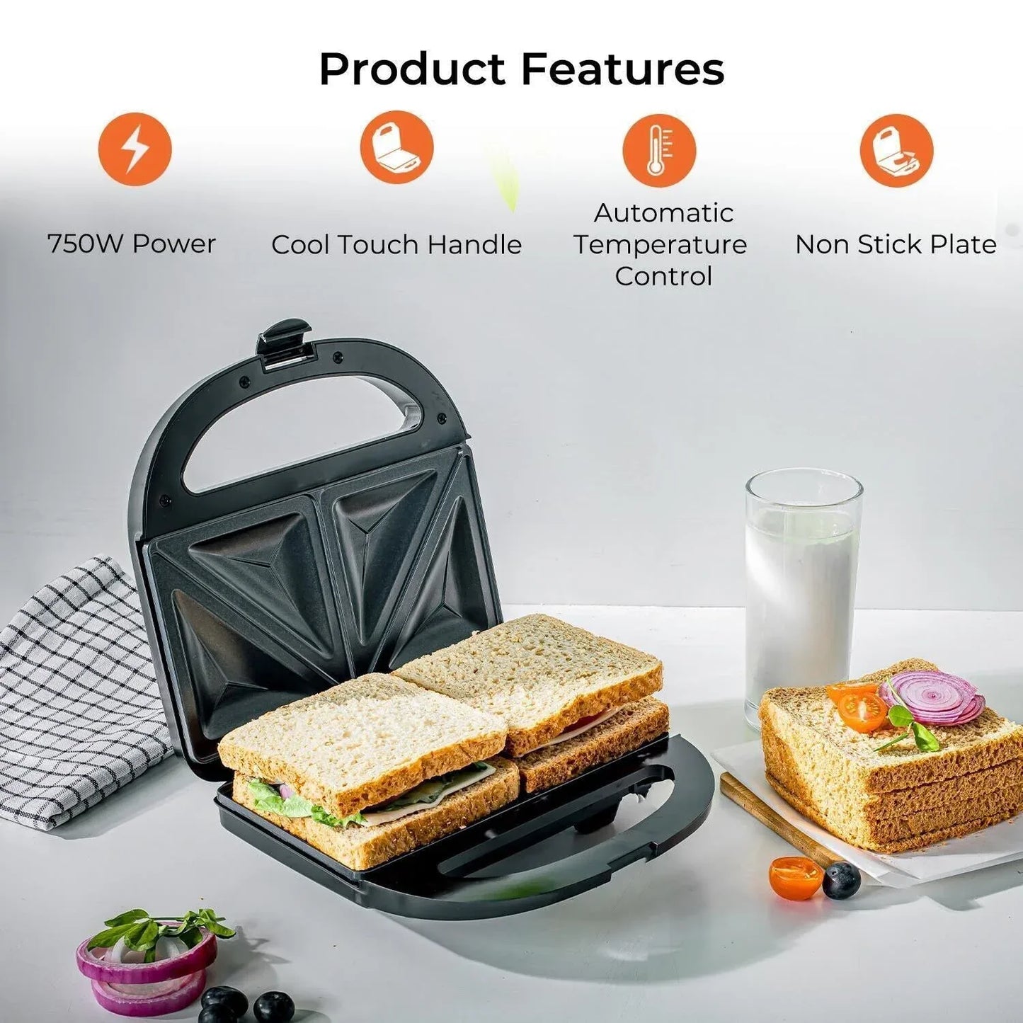 Waffle Maker Toastie Maker Sandwich NonStick Plates Cake Machine Breakfast Maker - THE MILE MAKER DRIVER SHOP