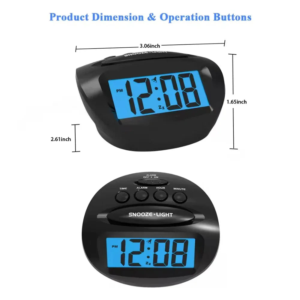 Bedroom Nap With LCD Backlit Clock, Small Travel Clock, Battery Alarm Clock - THE MILE MAKER DRIVER SHOP