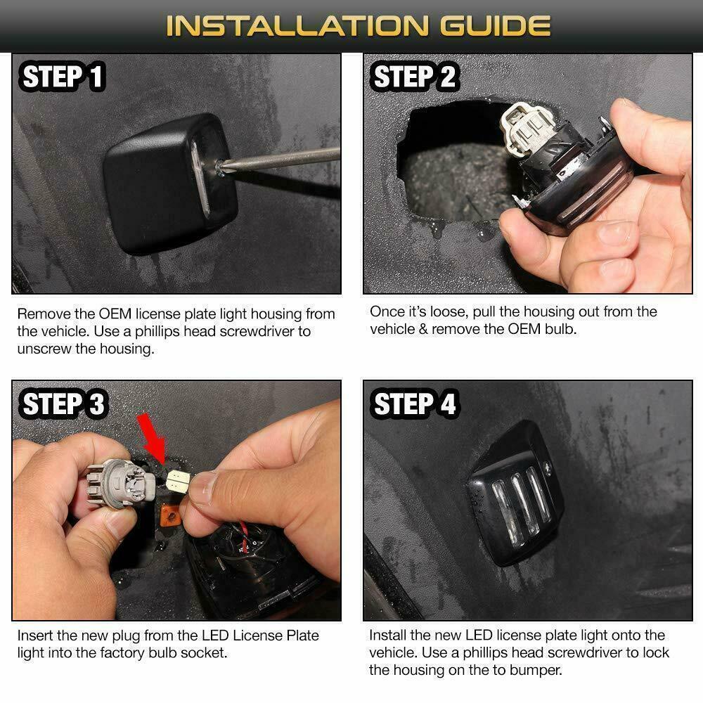 White LED Tag License Plate Light Bulbs Assembly Kit - THE MILE MAKER DRIVER SHOP