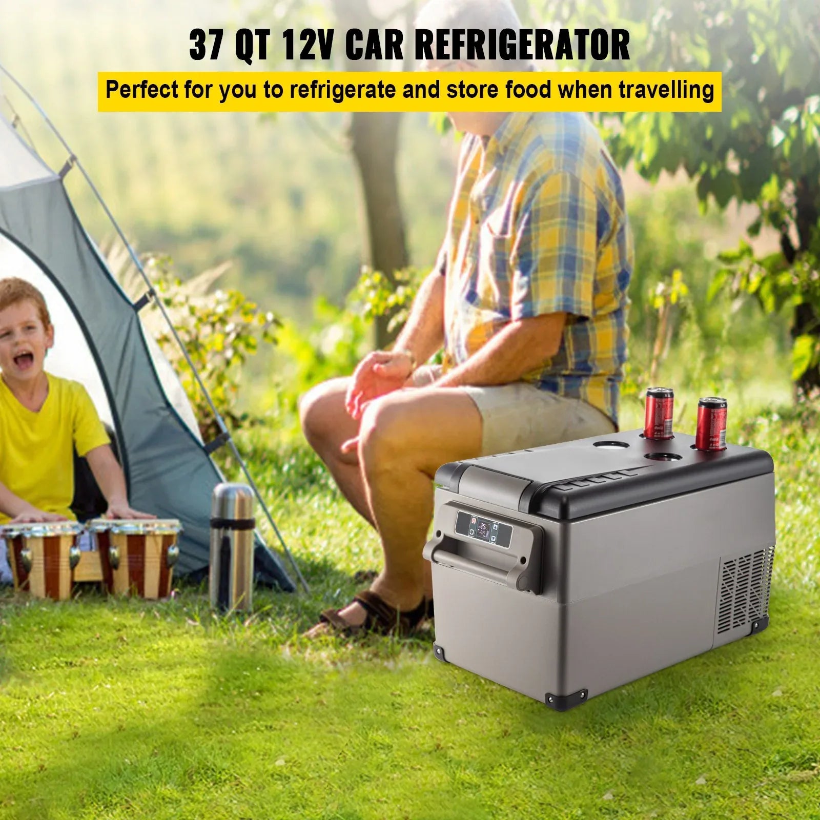 Portable Refrigerator 37 Quart(35 Liter),12 Volt Refrigerator App Control(-4℉~68℉), Car Refrigerator Dual Zone With 12/24v DC & 110-240v AC For Camping, Travel, Fishing, Outdoor Or Home Use - THE MILE MAKER DRIVER SHOP