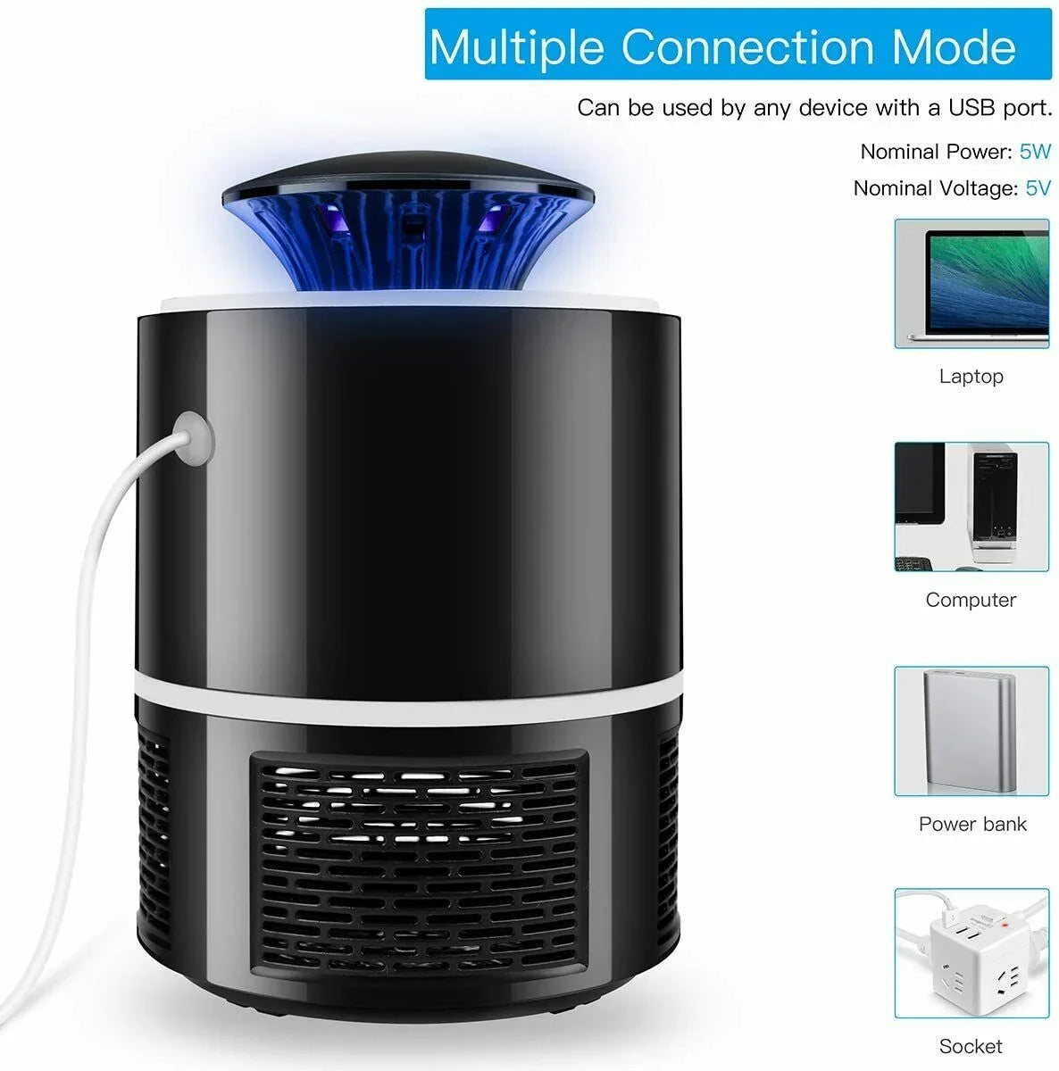 Electric UV Mosquito Killer Lamp Outdoor Indoor Fly Bug Insect Zapper Trap USB - THE MILE MAKER DRIVER SHOP