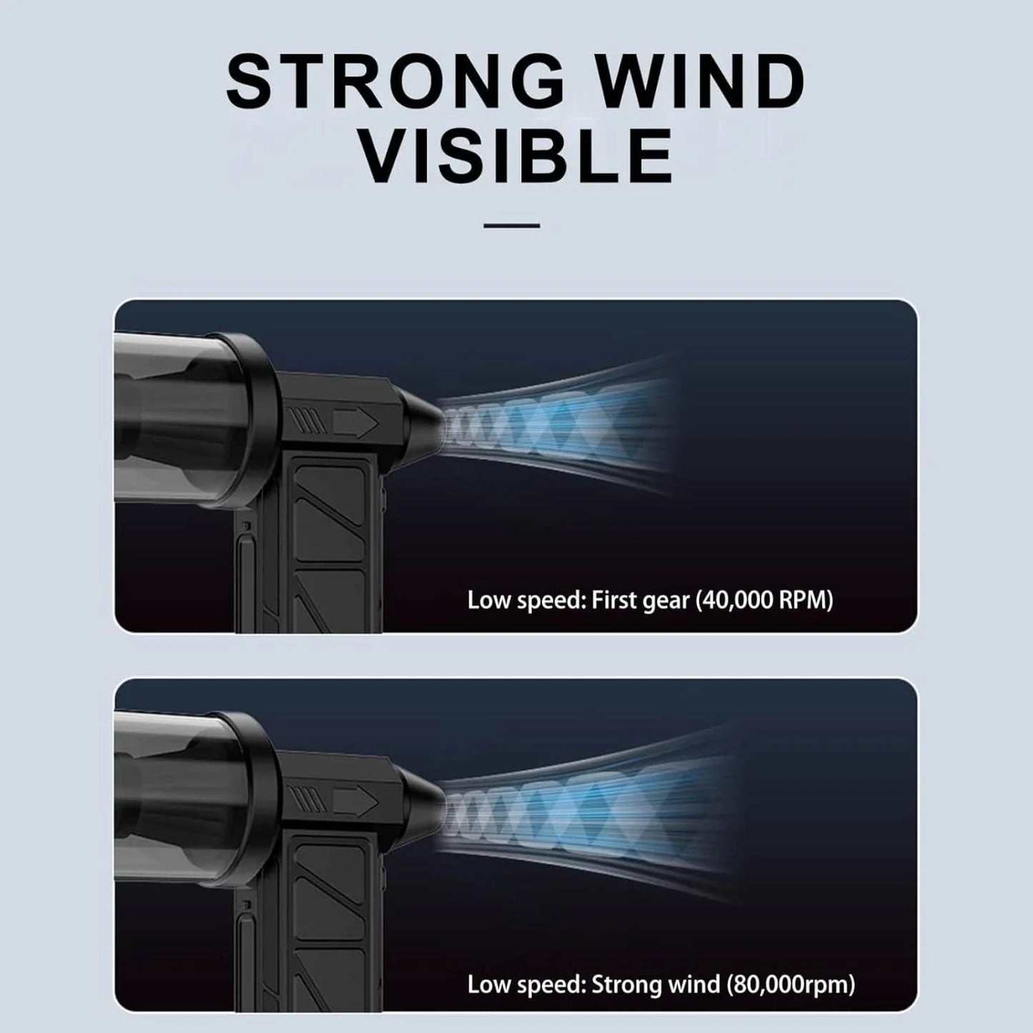 Compressed Air Duster, 130000RPM Handheld Car Vacuum-Air Blower& Pump, 4 Gear Adjustable Electric Air Duster Keyboard Duster With LED Light- Blower - THE MILE MAKER DRIVER SHOP