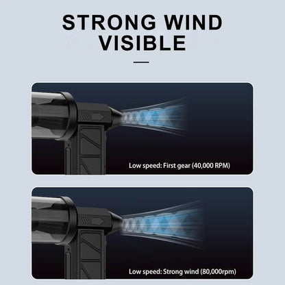 Compressed Air Duster, 130000RPM Handheld Car Vacuum-Air Blower& Pump, 4 Gear Adjustable Electric Air Duster Keyboard Duster With LED Light- Blower - THE MILE MAKER DRIVER SHOP