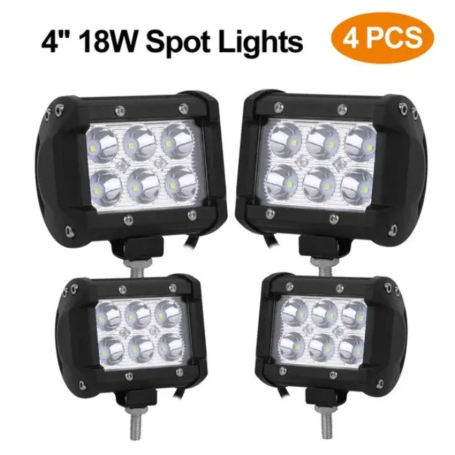 4 PCS 4in 18W Dual Row LED Spot Light Pod Cube Light - THE MILE MAKER DRIVER SHOP
