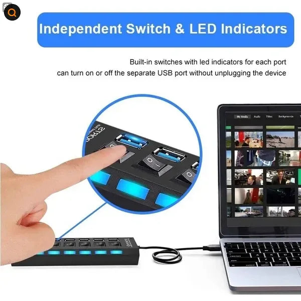 7 Port USB 2.0 3.0 Hub Splitter Adapter High Speed For PC Laptop Desktop - THE MILE MAKER DRIVER SHOP