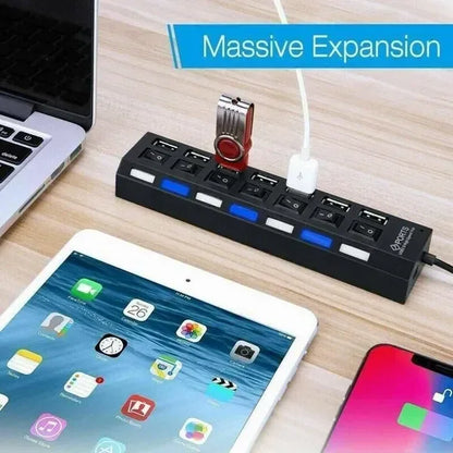 7 Port USB 2.0 3.0 Hub Splitter Adapter High Speed For PC Laptop Desktop - THE MILE MAKER DRIVER SHOP