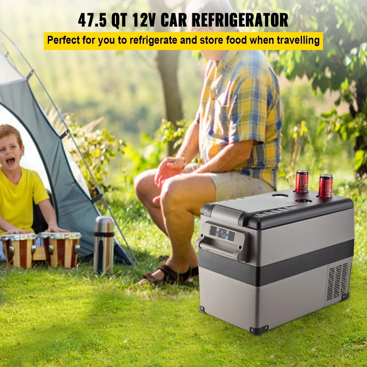 12 Volt Refrigerator 45L(48qt) Fast Cooling Portable Freezer With App Control(-4℉~68℉) Car Fridge With 12/24v DC & 110-240v AC For Travel, Camping And Home Use, 48 Quart, Black - THE MILE MAKER DRIVER SHOP