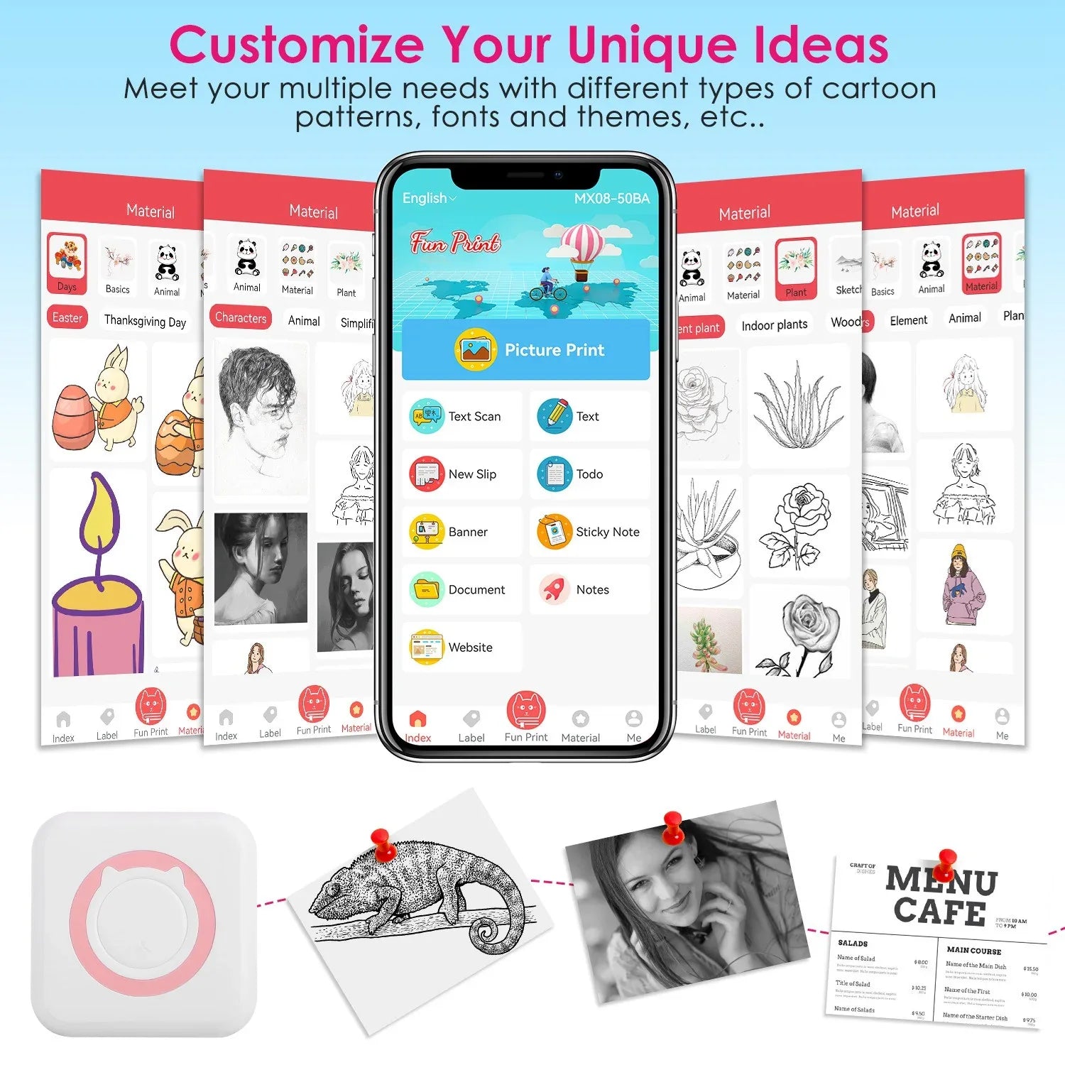 Mini Printer - Printer Paper 'Options' -- Pocket Wireless Thermal Printer Portable Mini Sticker Maker Machine Rechargeable Inkless Photo Printer For Printing Label Journal Study Notes Memo Photos - THE MILE MAKER DRIVER SHOP