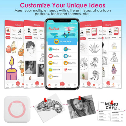 Mini Printer - Printer Paper 'Options' -- Pocket Wireless Thermal Printer Portable Mini Sticker Maker Machine Rechargeable Inkless Photo Printer For Printing Label Journal Study Notes Memo Photos - THE MILE MAKER DRIVER SHOP