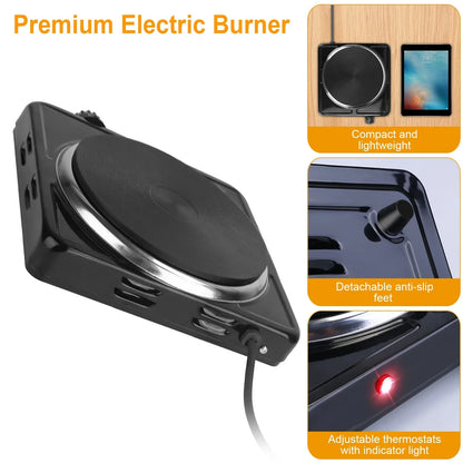 1500W Electric Single Burner Portable Heating Hot Plate Stove Countertop RV Hotplate With Non Slip Rubber Feet 5 Temperature Adjustments - THE MILE MAKER DRIVER SHOP