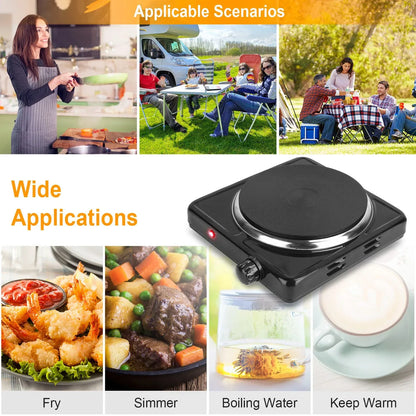 1500W Electric Single Burner Portable Heating Hot Plate Stove Countertop RV Hotplate With Non Slip Rubber Feet 5 Temperature Adjustments - THE MILE MAKER DRIVER SHOP