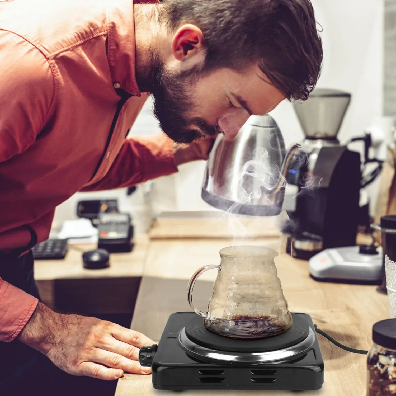 1500W Electric Single Burner Portable Heating Hot Plate Stove Countertop RV Hotplate With Non Slip Rubber Feet 5 Temperature Adjustments - THE MILE MAKER DRIVER SHOP