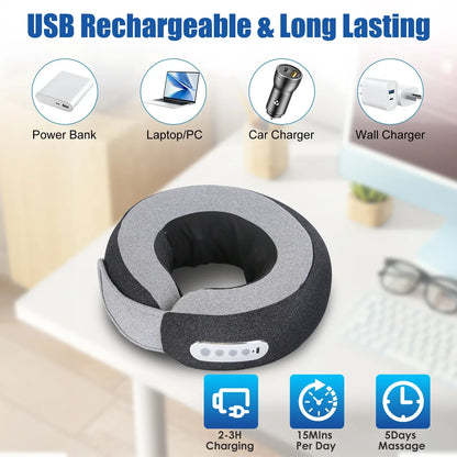 1Pc 2 In 1 Neck Massager Pillow With Heat Electric Memory Foam Travel Pillow Shiatsu Neck Massager With 3 Speeds Timer For Home Office Travel - THE MILE MAKER DRIVER SHOP