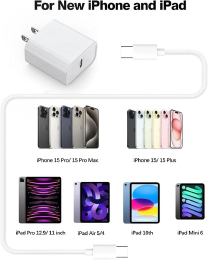 Phone Charger, Cube Phone Charger Travel 1Pack 6FT Lightning Cable Cord Quick Fast Charging Cord USB Wall Chargers Travel Plug Adapter For Phone 16 15 14 13 12 11 X 8 Plus XR XS Max 7 SE IPad, Airpods - THE MILE MAKER DRIVER SHOP