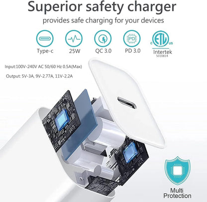 Phone Charger, Cube Phone Charger Travel 1Pack 6FT Lightning Cable Cord Quick Fast Charging Cord USB Wall Chargers Travel Plug Adapter For Phone 16 15 14 13 12 11 X 8 Plus XR XS Max 7 SE IPad, Airpods - THE MILE MAKER DRIVER SHOP