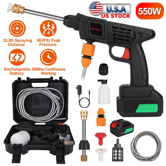 Cordless Pressure Washer Portable Electric Power Washer High Pressure Water Sprayer 363PSI Car Washer Cleaner With 12000mAh 48V Rechargeable Battery And Charger 2 Nozzles - THE MILE MAKER DRIVER SHOP