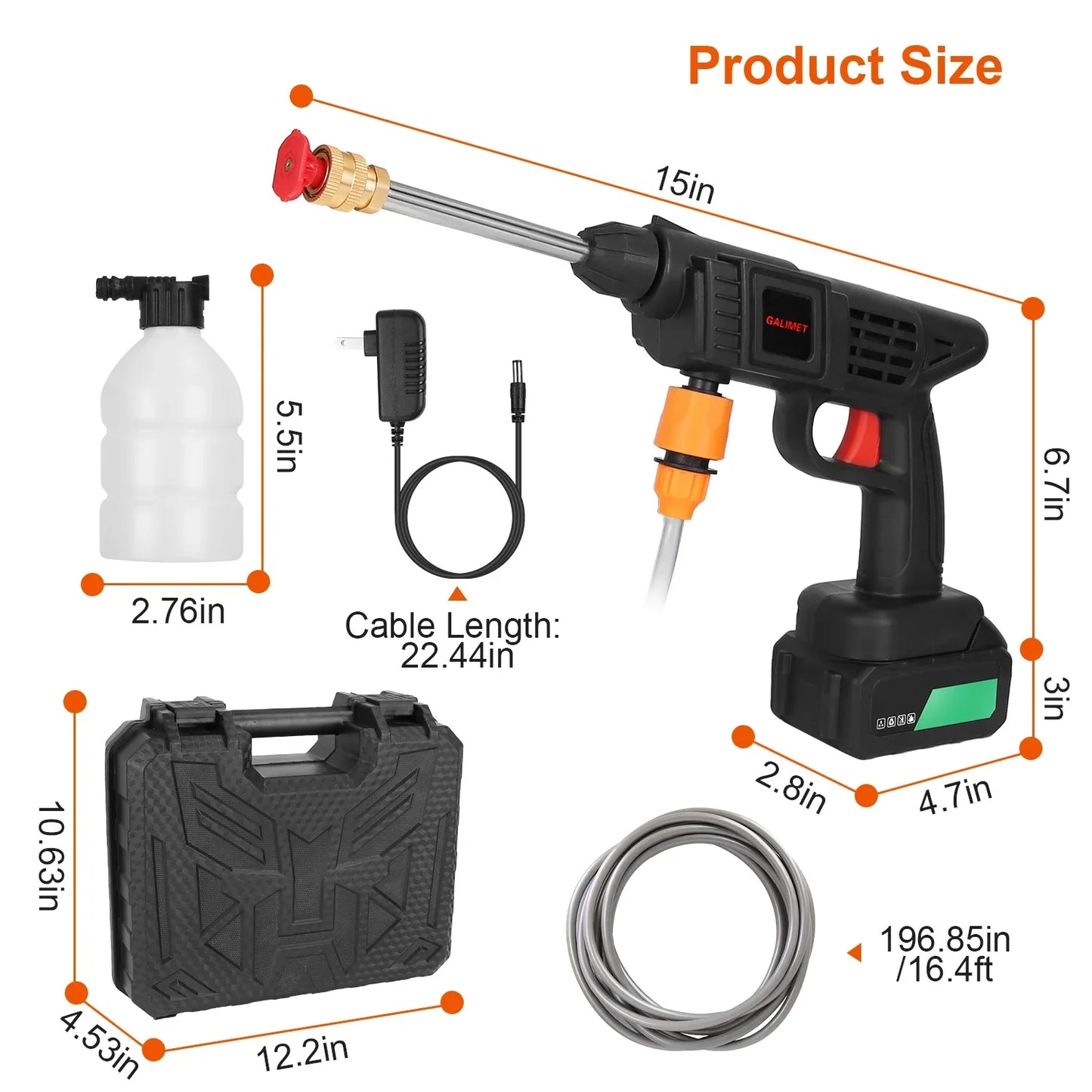 Cordless Pressure Washer Portable Electric Power Washer High Pressure Water Sprayer 363PSI Car Washer Cleaner With 12000mAh 48V Rechargeable Battery And Charger 2 Nozzles - THE MILE MAKER DRIVER SHOP