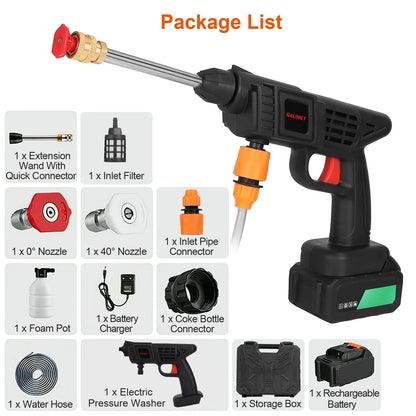 Cordless Pressure Washer Portable Electric Power Washer High Pressure Water Sprayer 363PSI Car Washer Cleaner With 12000mAh 48V Rechargeable Battery And Charger 2 Nozzles - THE MILE MAKER DRIVER SHOP