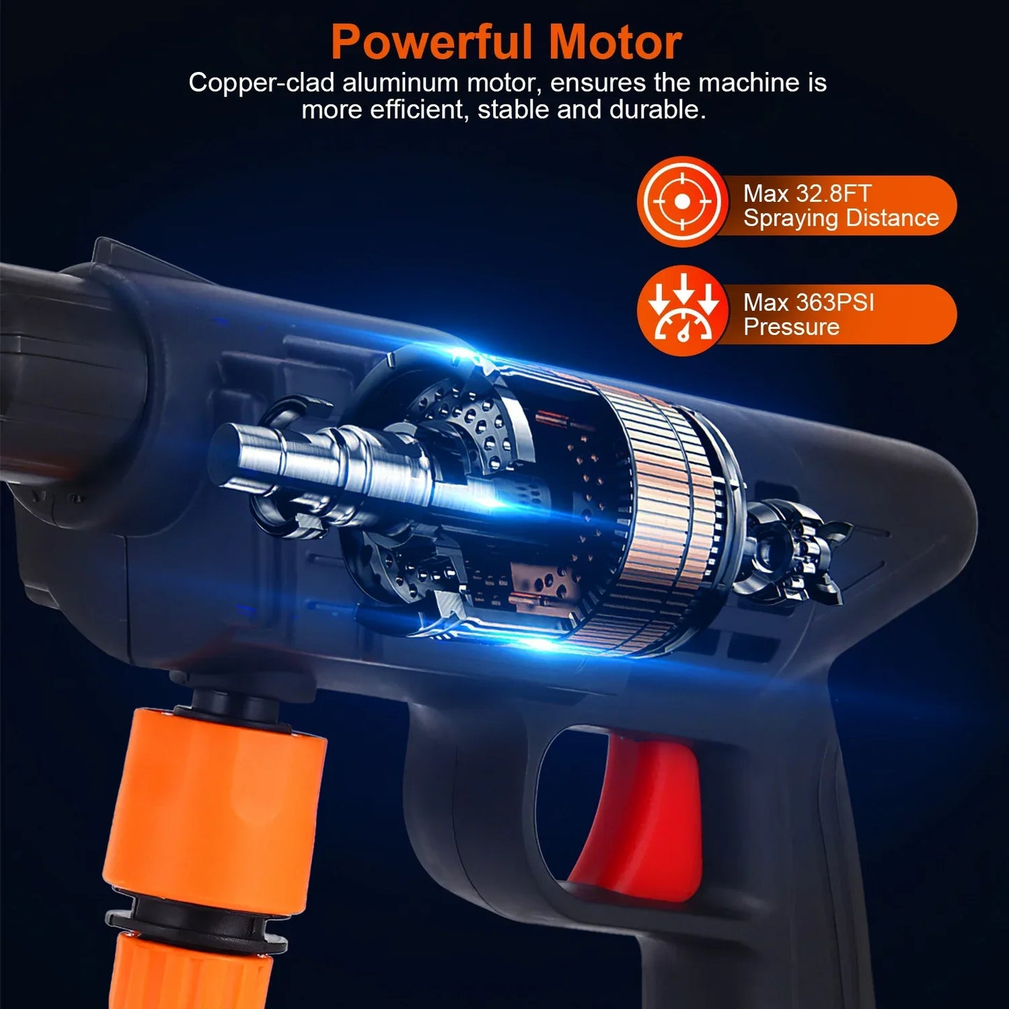 Cordless Pressure Washer Portable Electric Power Washer High Pressure Water Sprayer 363PSI Car Washer Cleaner With 12000mAh 48V Rechargeable Battery And Charger 2 Nozzles - THE MILE MAKER DRIVER SHOP