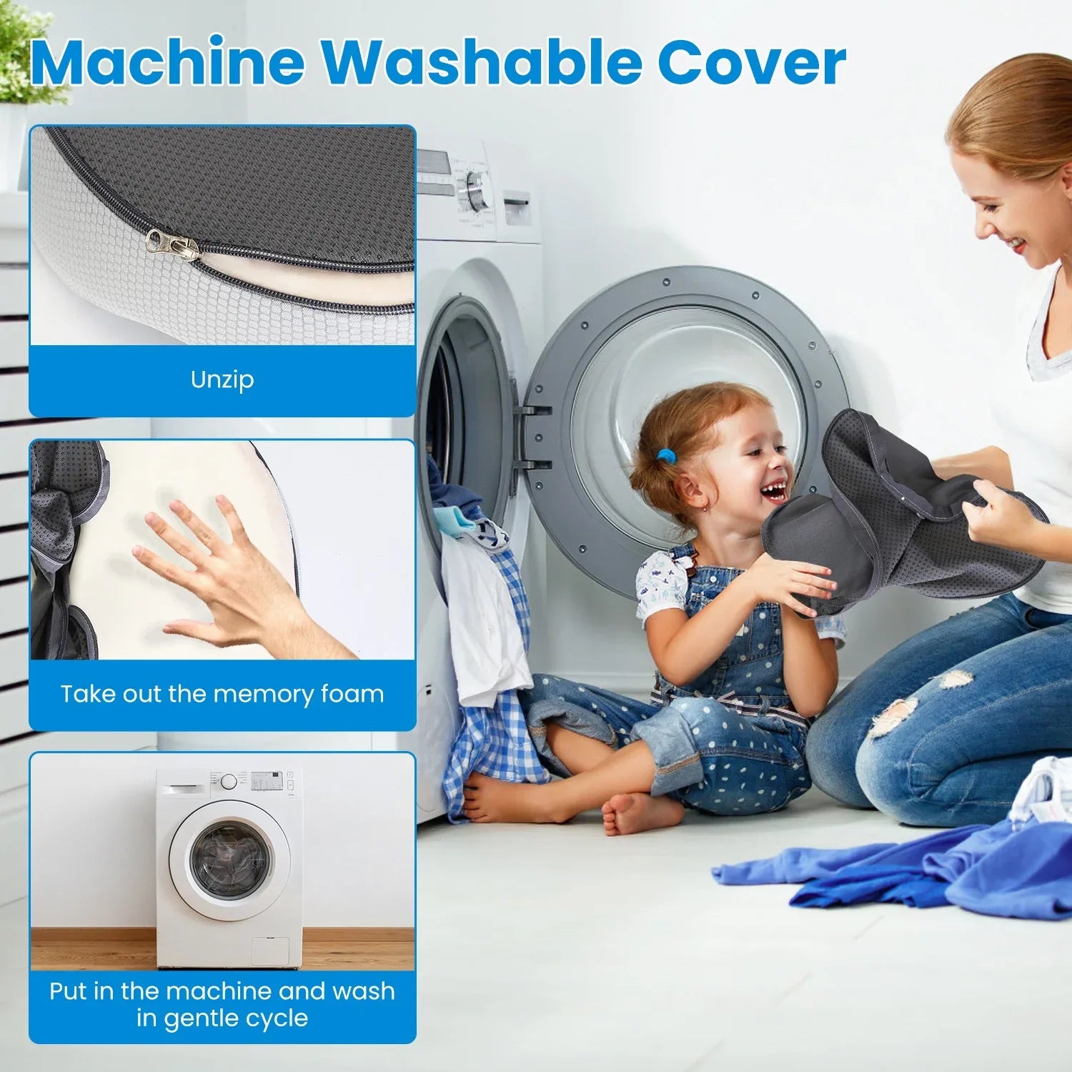 1Pc Memory Foam Seat Cushion Sciatica Pain Relief Cushion Pillow Seat Cushion With Machine Washable Cover For Home Office Car Wheelchair Airplane - THE MILE MAKER DRIVER SHOP