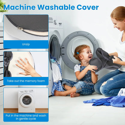 1Pc Memory Foam Seat Cushion Sciatica Pain Relief Cushion Pillow Seat Cushion With Machine Washable Cover For Home Office Car Wheelchair Airplane - THE MILE MAKER DRIVER SHOP