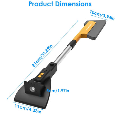 1Pc 3 In 1 Car Snow Removal Shovel With Lights Car Snow Removal Tool Telescopic Windshield Ice Scraper Snow Brush Shovel - THE MILE MAKER DRIVER SHOP