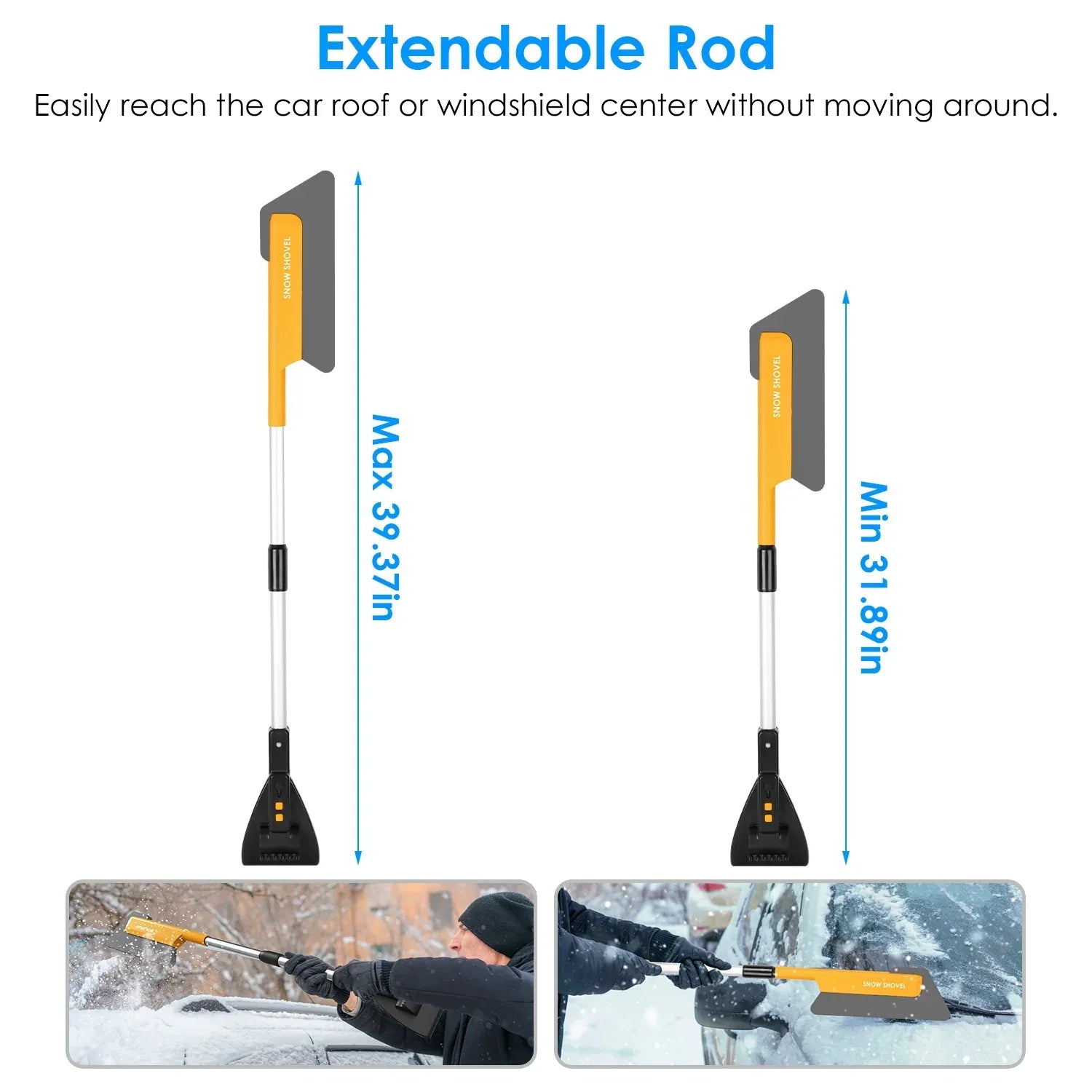 1Pc 3 In 1 Car Snow Removal Shovel With Lights Car Snow Removal Tool Telescopic Windshield Ice Scraper Snow Brush Shovel - THE MILE MAKER DRIVER SHOP
