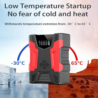 4in1 Multi-functional Car Emergency Jump Starter 12V High-Power Automotive Battery Emergency Jump Starter With Air Compressor Air Pump, Black And Red - THE MILE MAKER DRIVER SHOP