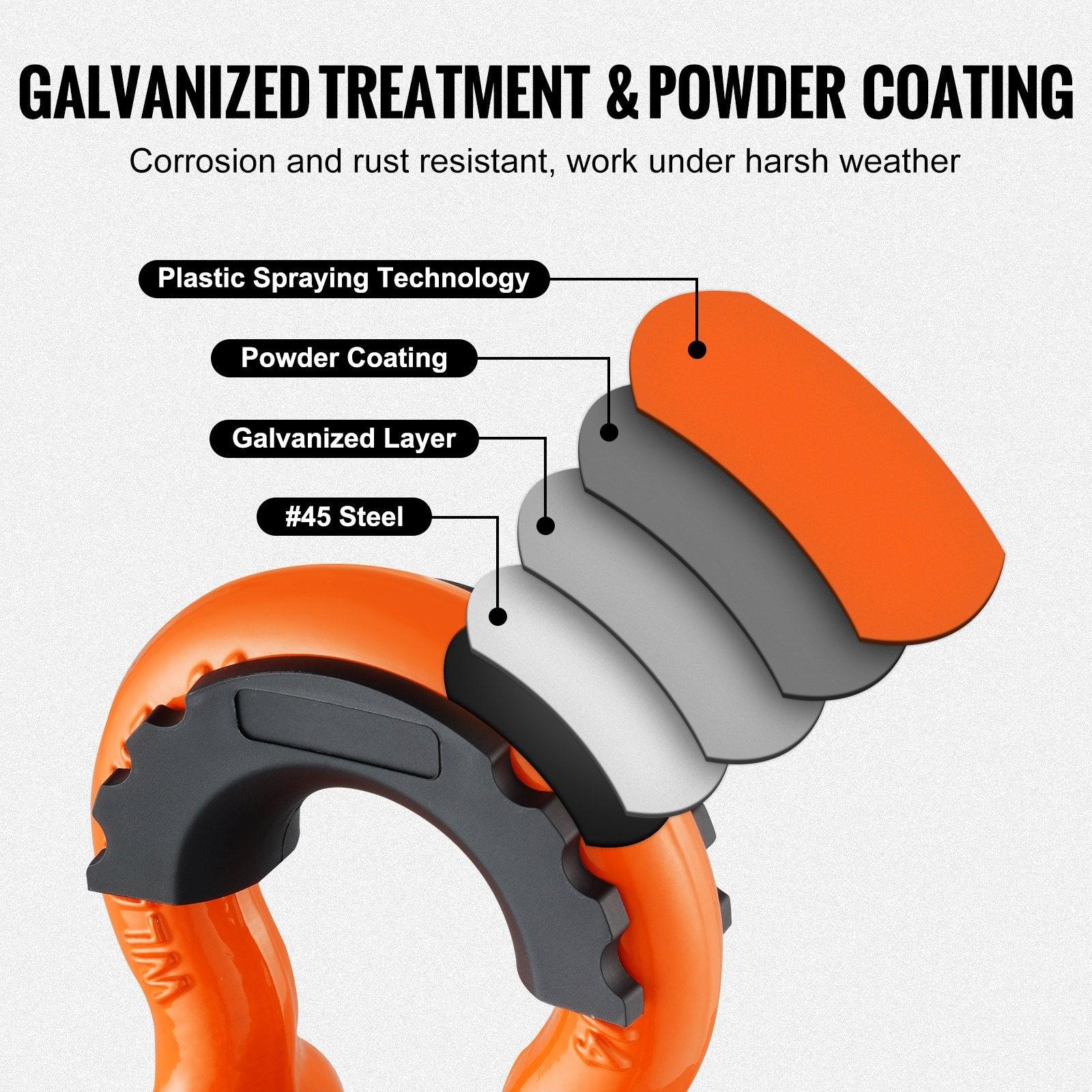 3/4" D-Ring Shackle, 2 Pack Alloy Steel Shackles 62832 Lbs (28.5 Ton) Break Strength With 7/8" Screw Pin, Isolators & Washers, Heavy Duty Off Road Vehicle Recovery Shackle For Jeep Truck, Orange - THE MILE MAKER DRIVER SHOP