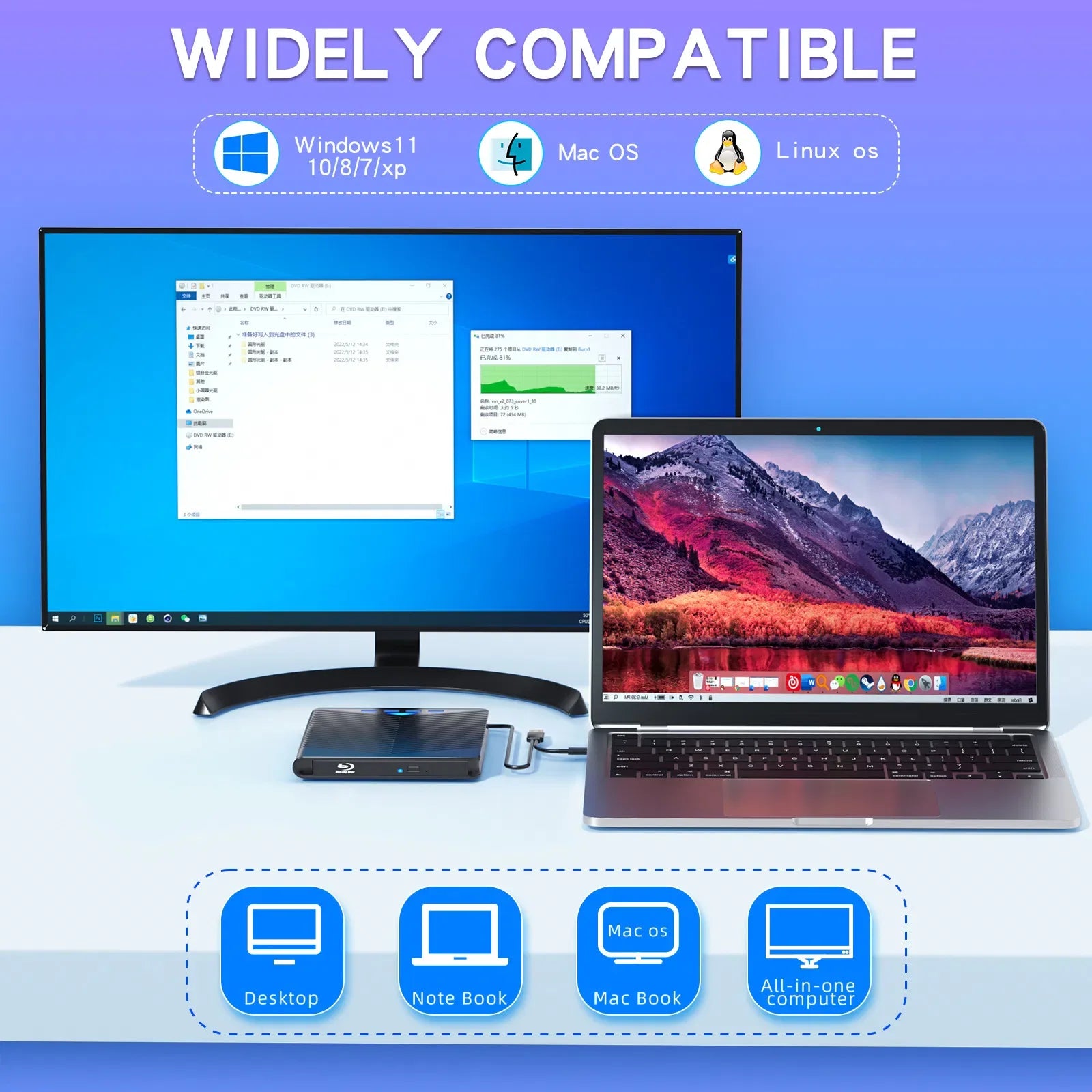 External CD DVD Drive For PC Laptop Windows 11 10 USB 3.0 Burner Reader Writer - THE MILE MAKER DRIVER SHOP