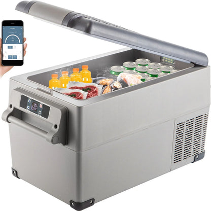 Portable Refrigerator 37 Quart(35 Liter),12 Volt Refrigerator App Control(-4℉~68℉), Car Refrigerator Dual Zone With 12/24v DC & 110-240v AC For Camping, Travel, Fishing, Outdoor Or Home Use - THE MILE MAKER DRIVER SHOP