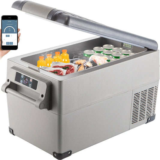 Portable Refrigerator 37 Quart(35 Liter),12 Volt Refrigerator App Control(-4℉~68℉), Car Refrigerator Dual Zone With 12/24v DC & 110-240v AC For Camping, Travel, Fishing, Outdoor Or Home Use - THE MILE MAKER DRIVER SHOP