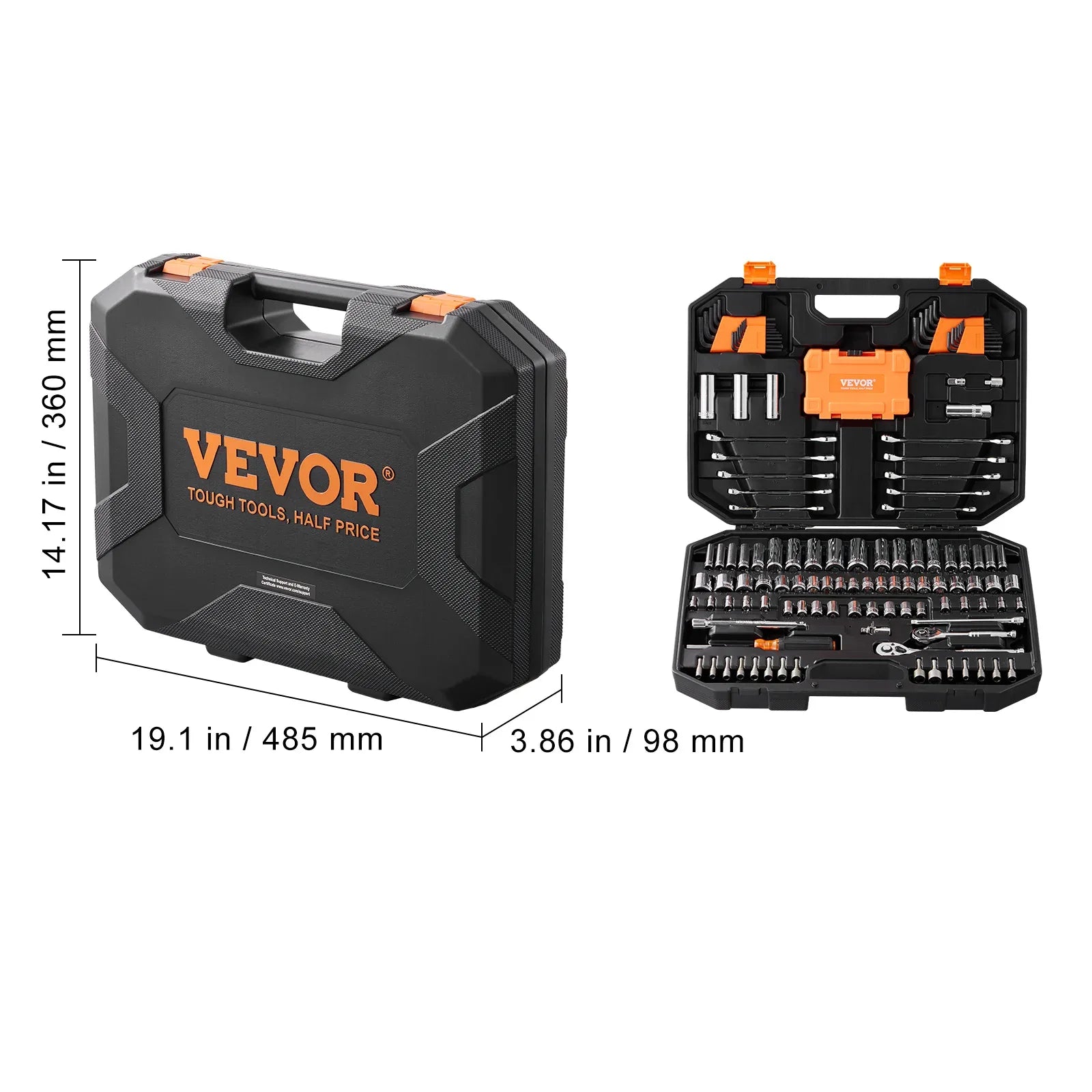 VEVOR Mechanics Tool Set And Socket Set, Drive Deep And Standard Sockets, 145 Pcs SAE And Metric Mechanic Tool Kit With Bits, Combination Wrench, Hex Wrenches, Accessories, Storage Case - THE MILE MAKER DRIVER SHOP