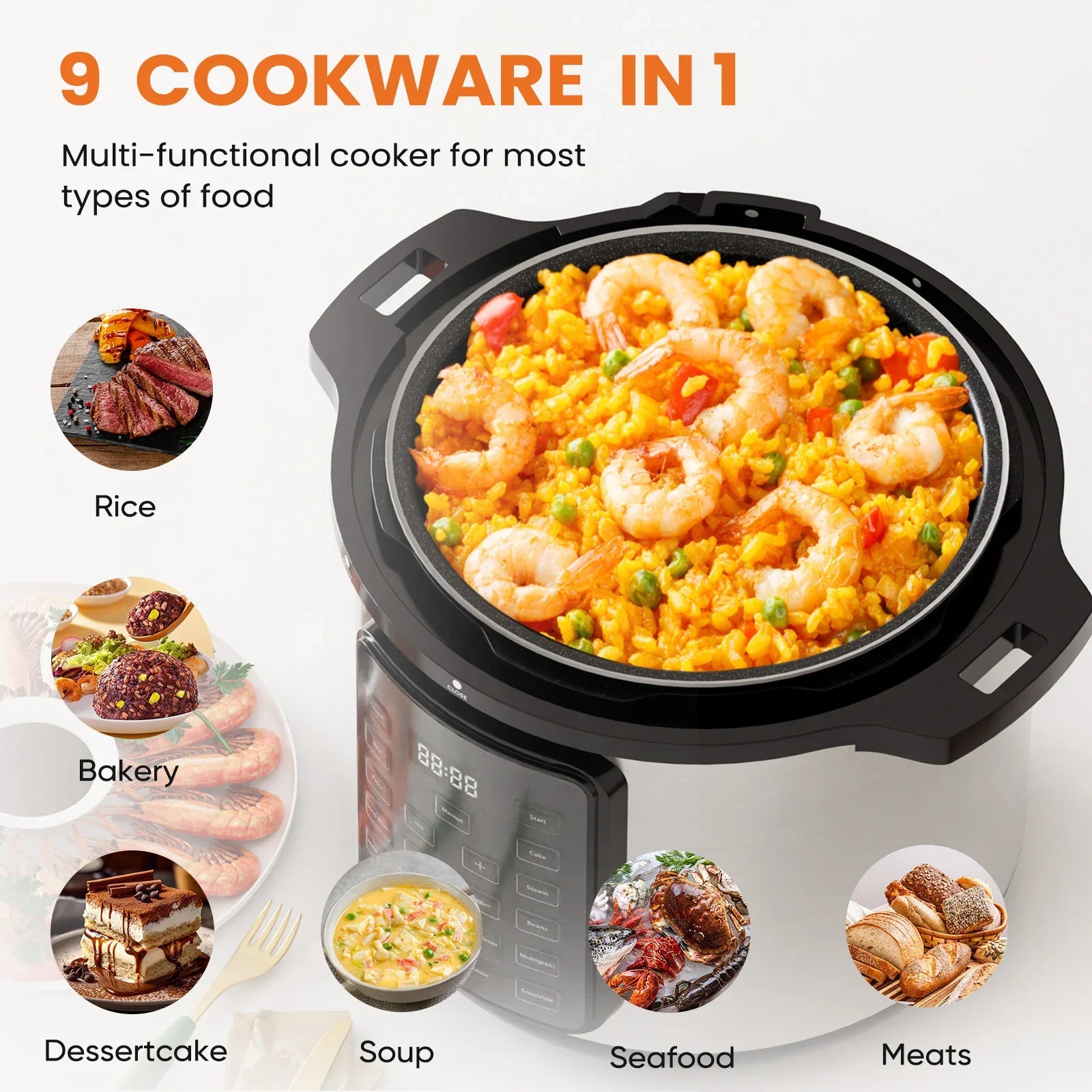 9 In 1 Electric Pressure Cooker, Warmer & Sterilizer, Saute, Slow Cooker, Rice Cooker, Multi-Functional Smart Pot - THE MILE MAKER DRIVER SHOP