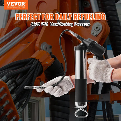 Capacity Heavy Duty Pneumatic Grease Gun, With 18.5 Inch Flexible Hose, 1 Black Flat Coupler Pointed Coupler Bent Metal Pipe Locking Clamp Coupler - THE MILE MAKER DRIVER SHOP