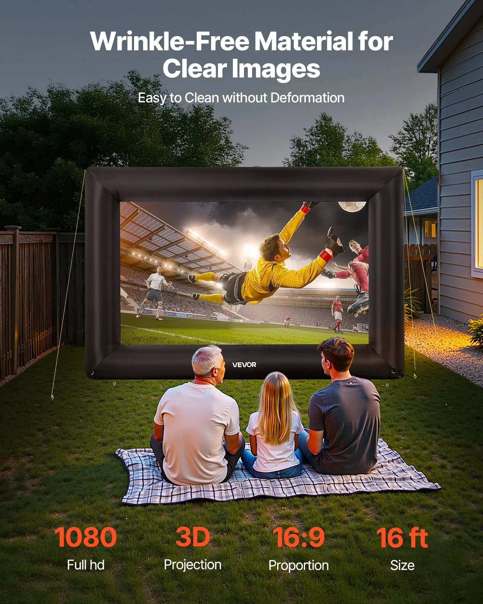 16FT Inflatable Projector Screen, Inflatable Movie Screen Outdoor With 250W Air Blower Projector Screen Oxford Fabric Material Blow Up Screen For Outdoor Backyard, Home Theater, Theme Party - THE MILE MAKER DRIVER SHOP