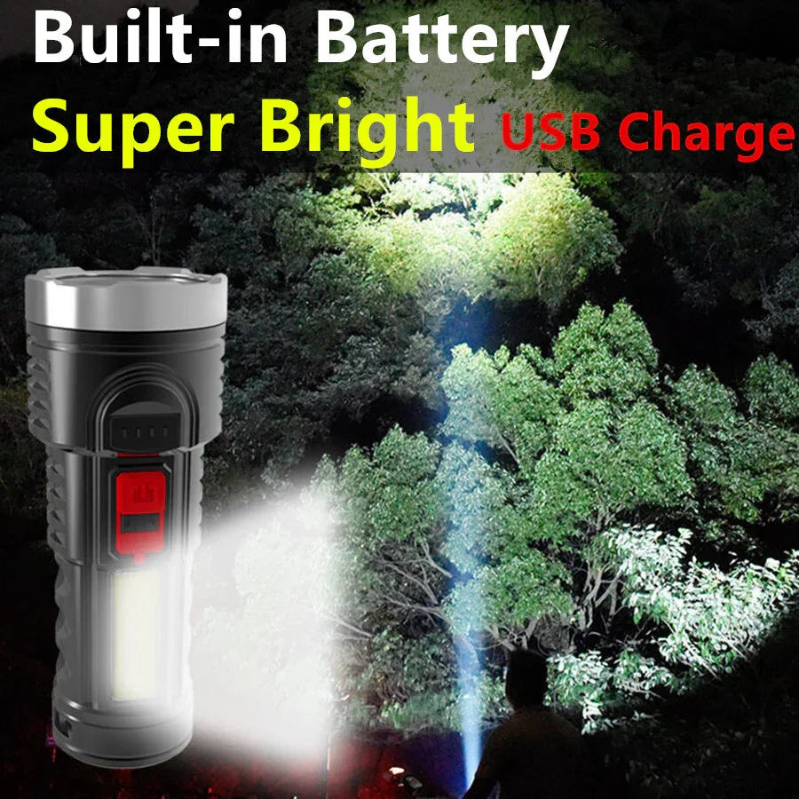 LED Flashlight Torch Rechargeable Work Light Built-in Battery - THE MILE MAKER DRIVER SHOP