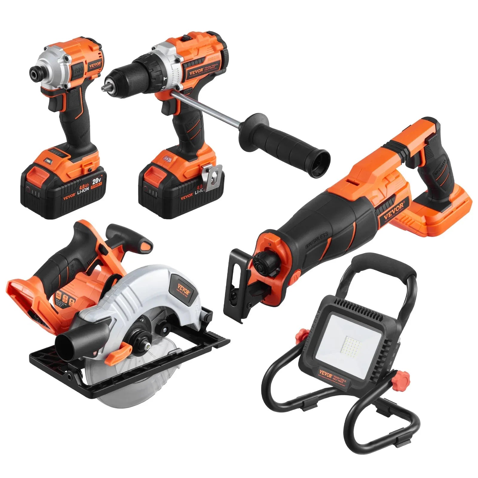 Tool Combo Kit 20V Brushless 5-Tool Cordless Power Tool Combo Kit with Batteries - THE MILE MAKER DRIVER SHOP