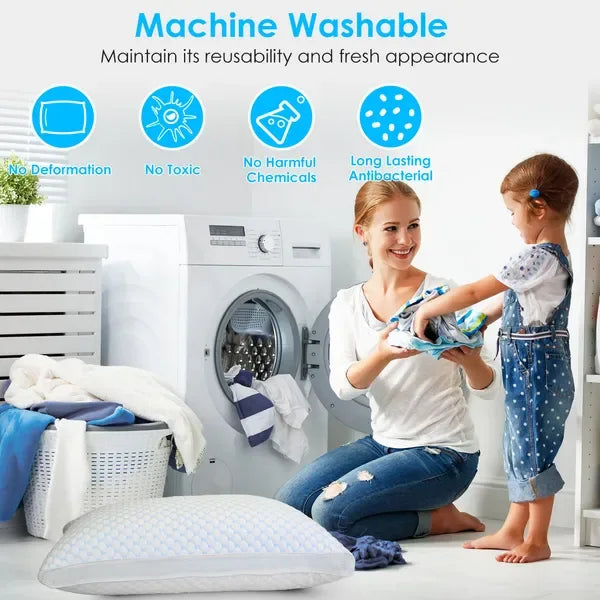 1Pc Shredded Memory Foam Pillow Adjustable Cool Pillow With Extra Filling Machine Washable Cover For Side Back Stomach Sleepers - THE MILE MAKER DRIVER SHOP
