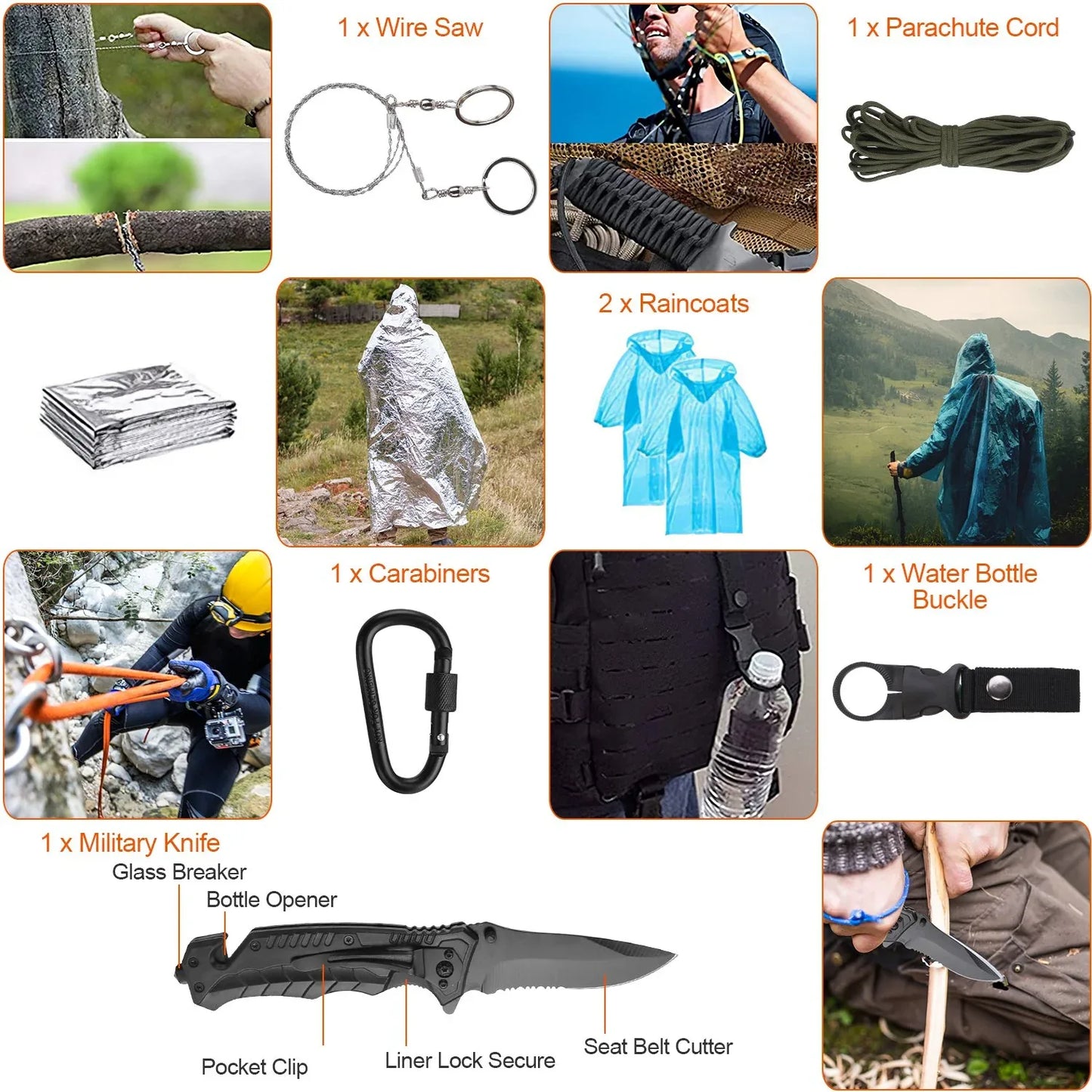 121Pcs Per Set Survival Kits Professional Emergency Survival Gear Tactical First Aid Kit Supplies For Outdoor Adventure Camping Hiking Hunting - THE MILE MAKER DRIVER SHOP