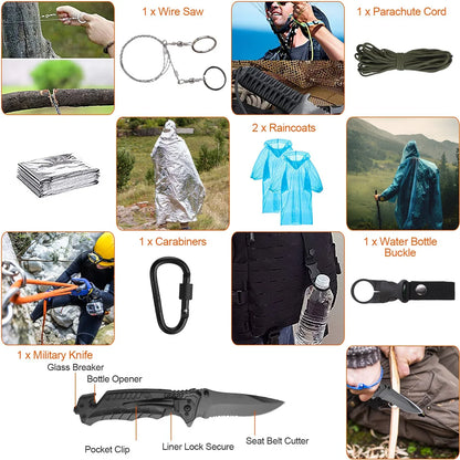 121Pcs Per Set Survival Kits Professional Emergency Survival Gear Tactical First Aid Kit Supplies For Outdoor Adventure Camping Hiking Hunting - THE MILE MAKER DRIVER SHOP