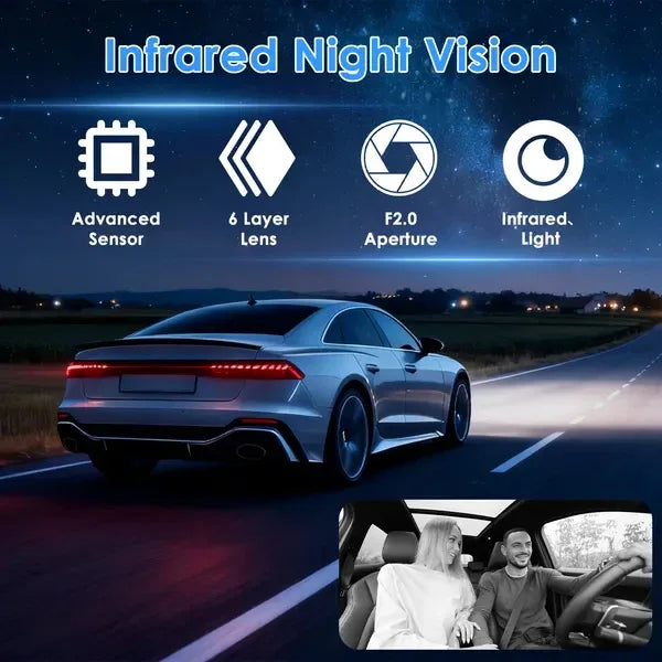 WiFi FHD 1080P 3 Channel Car Dash Cam Front Rear Inside With 32G MMC Card Motion Detection Loop Recording Infrared Night Vision Surveillance Car Camera With App Control - THE MILE MAKER DRIVER SHOP