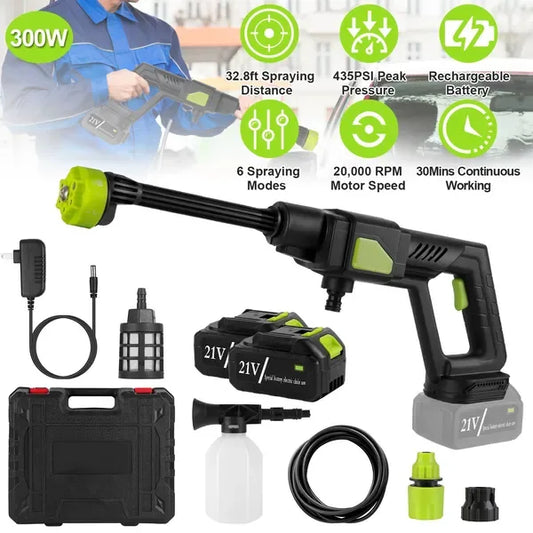 Cordless Pressure Washer Portable Electric Power Washer High Pressure Water Sprayer 435PSI Car Washer Cleaner With 6-in-1 Nozzle Foam Bottle Filter 15000mAh 21V Battery And Charger - THE MILE MAKER DRIVER SHOP