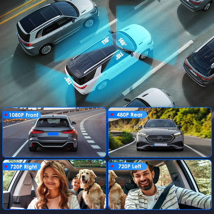 4 Channel Car Dash Cam With 128G MMC Card 1080P Front 720P Left Right 480P Rear G-Sensor Parking Monitor Loop Recording Night Vision 360 Degree Surveillance Car Camera - THE MILE MAKER DRIVER SHOP